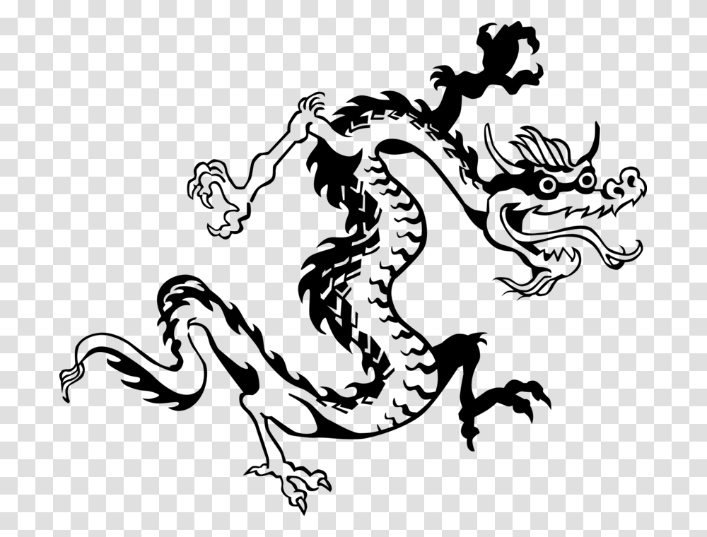 Vector Illustration Of Chinese Mythological Dragon Chinesischer Drache Clipart, Gray, World Of Warcraft Transparent Png