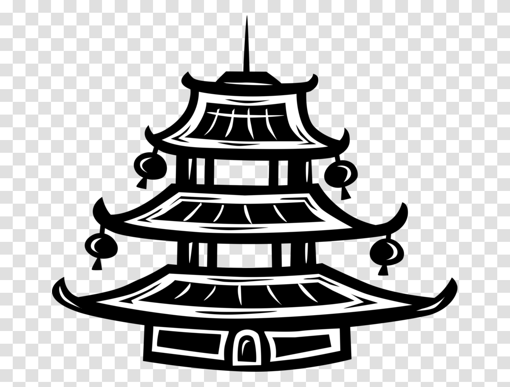 Vector Illustration Of Chinese Or Japanese Pagoda Buddhist, Plant, Tree, Stencil, Chess Transparent Png