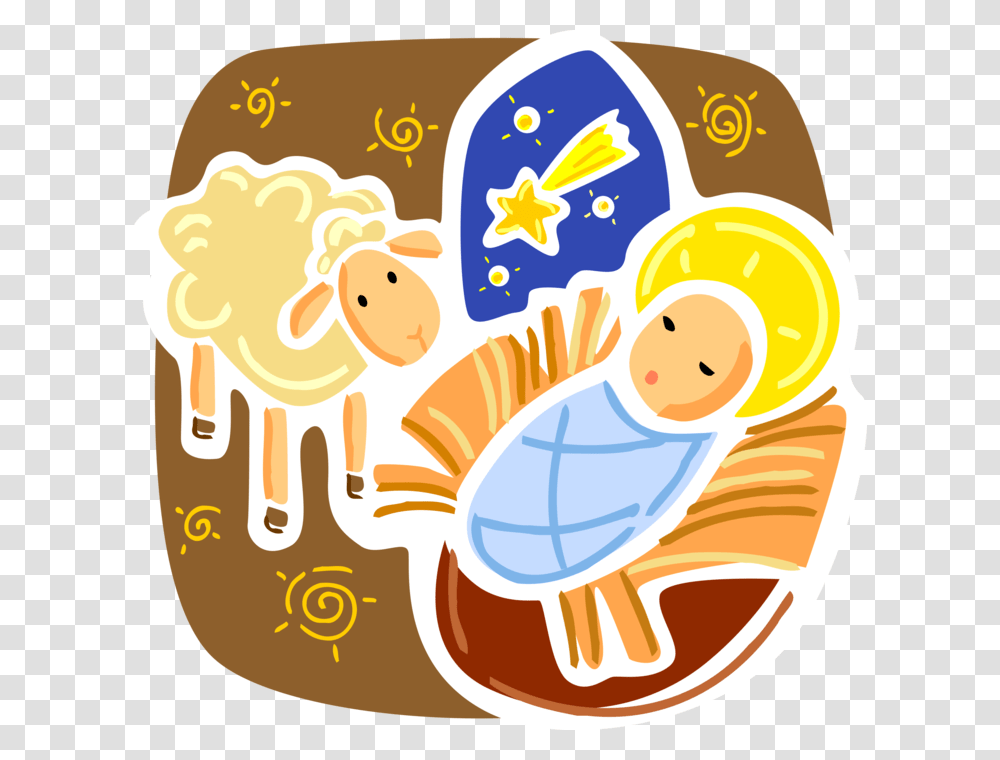 Vector Illustration Of Christ Child Baby Jesus Born, Sweets, Food, Label, Bread Transparent Png