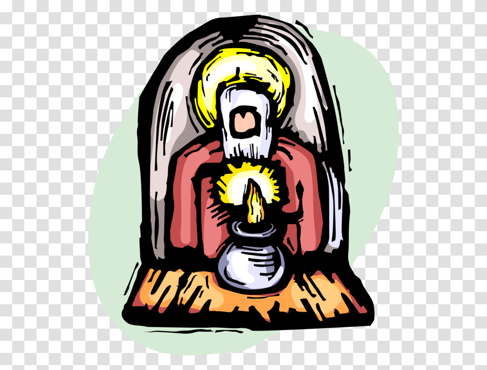Vector Illustration Of Christian Religion Saint Figure Cartoon, Helmet, Apparel, Fireman Transparent Png