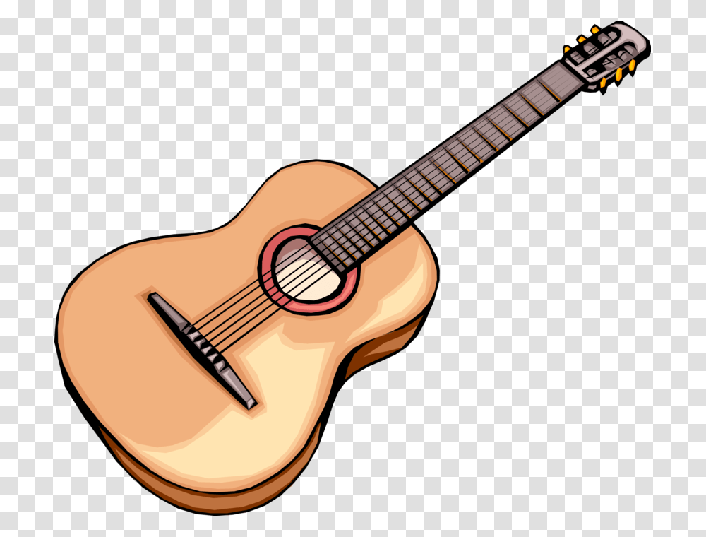 Vector Illustration Of Classical Or Flamenco Style Guitar Clipart, Leisure Activities, Musical Instrument, Bass Guitar Transparent Png