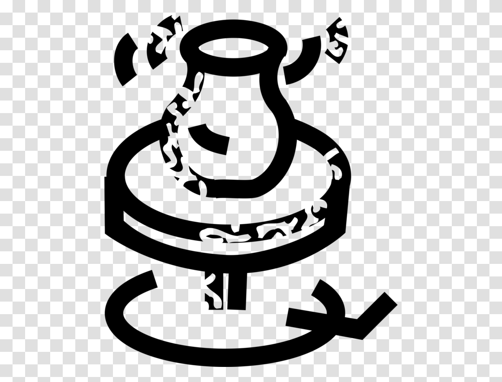 Vector Illustration Of Clay Vase Being Turned On Potter Potter's Wheel, Gray, World Of Warcraft Transparent Png