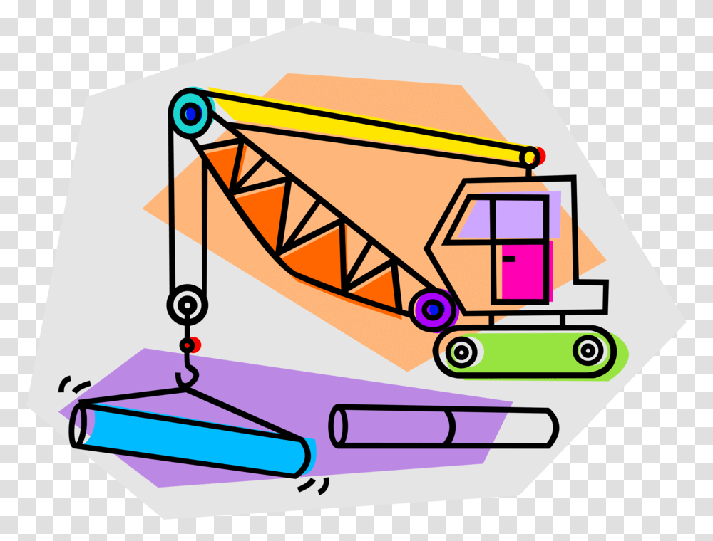 Vector Illustration Of Construction Industry Crane, Vehicle, Transportation Transparent Png
