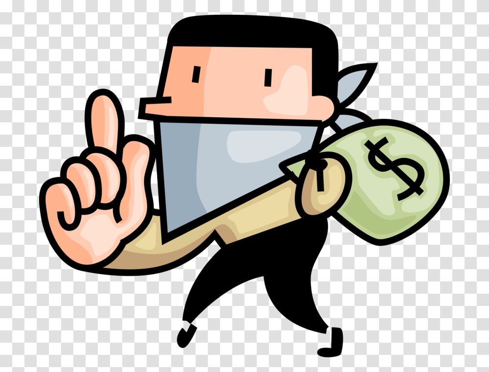 Vector Illustration Of Criminal Bank Robber Thief In Clipart Robbers, Hand, Slingshot, Dynamite Transparent Png
