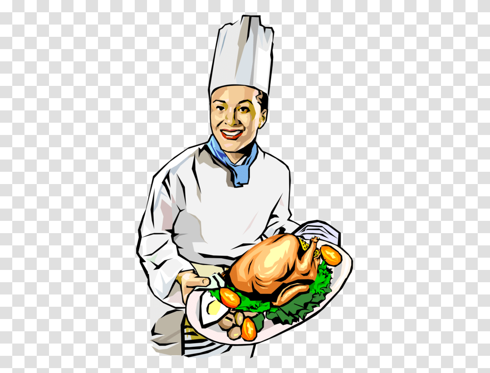 Vector Illustration Of Culinary Cuisine Restaurant Chef Cooking With Chicken, Person, Human Transparent Png
