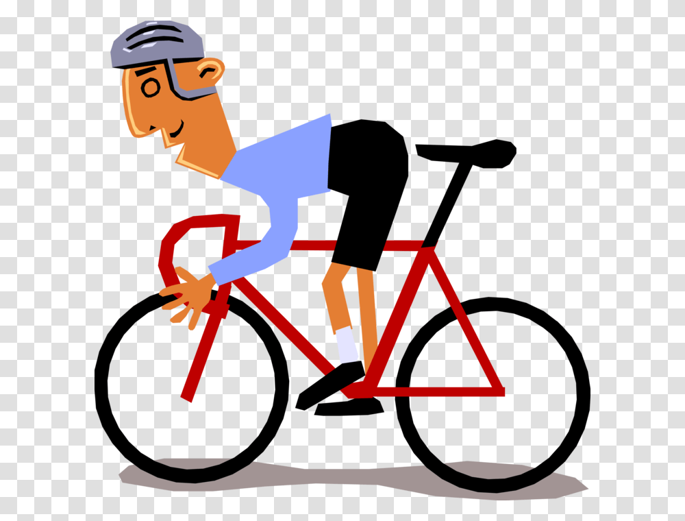Vector Illustration Of Cycling Enthusiast Racing His Cartoon Cyclist Clip Art, Poster, Advertisement, Triangle, Cleaning Transparent Png
