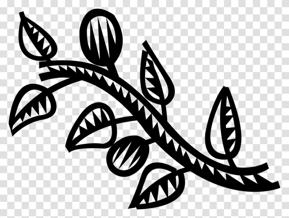 Vector Illustration Of Deciduous Tree Branch With Leaves Illustration, Gray, World Of Warcraft Transparent Png