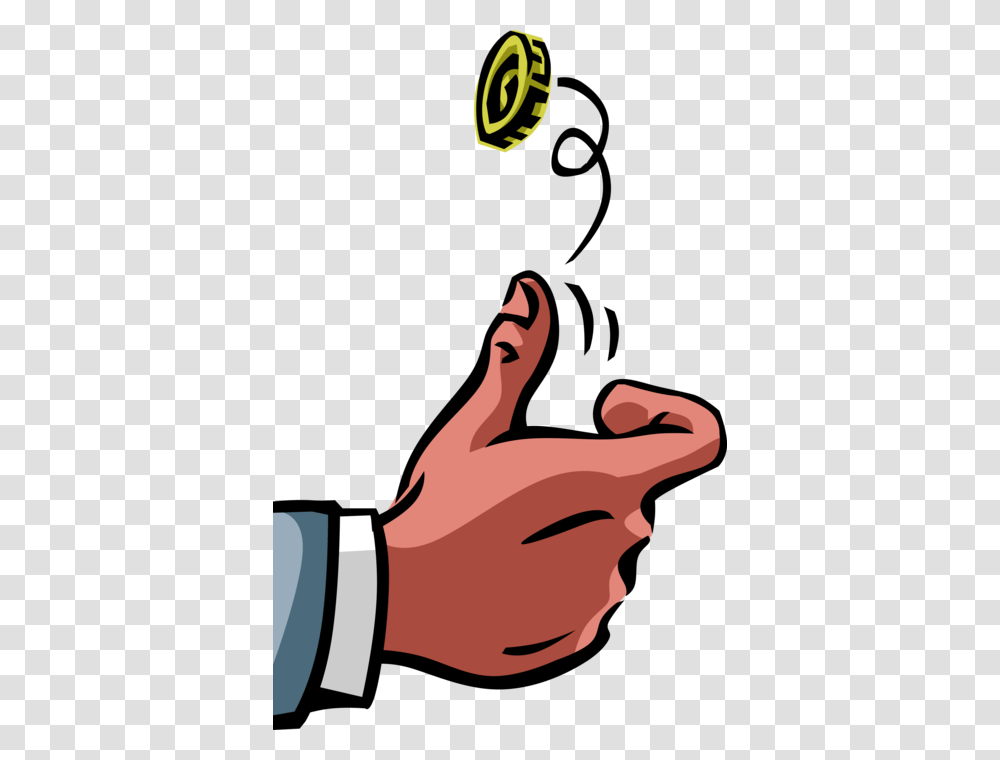 Vector Illustration Of Decision Making Hand Flipping Coin Flip Clip Art, Finger, Face, Bird, Animal Transparent Png