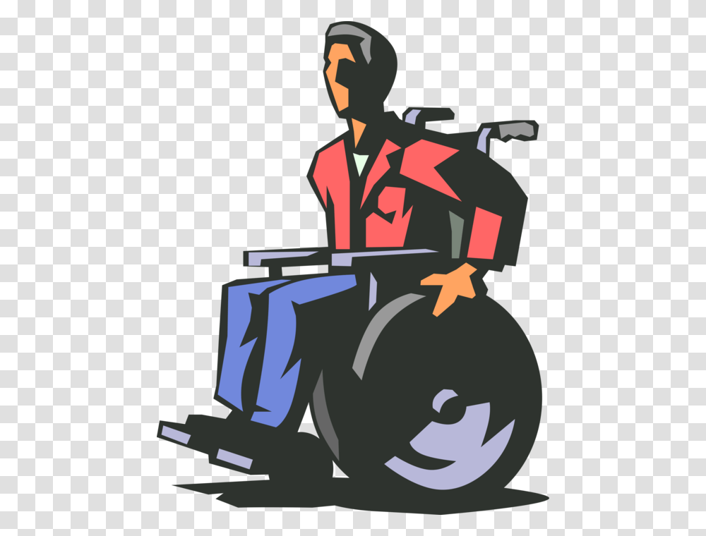 Vector Illustration Of Disabled Man In Handicapped Disabled Wheelchair, Poster, Scientist, Waiter Transparent Png