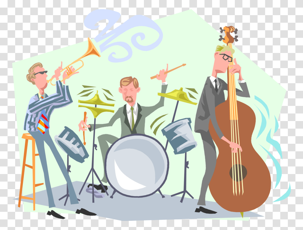 Vector Illustration Of Dixie Jazz Band Musicians Perform Jazz Musicians Clipart, Music Band, Person, Musical Instrument, Human Transparent Png