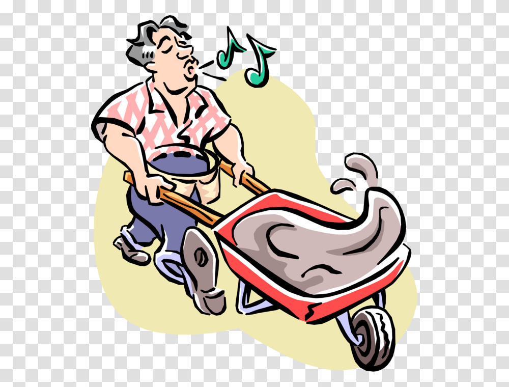 Vector Illustration Of Do It Yourself Home Improvement Cartoon Wheelbarrow, Transportation, Person, Vehicle, Poster Transparent Png