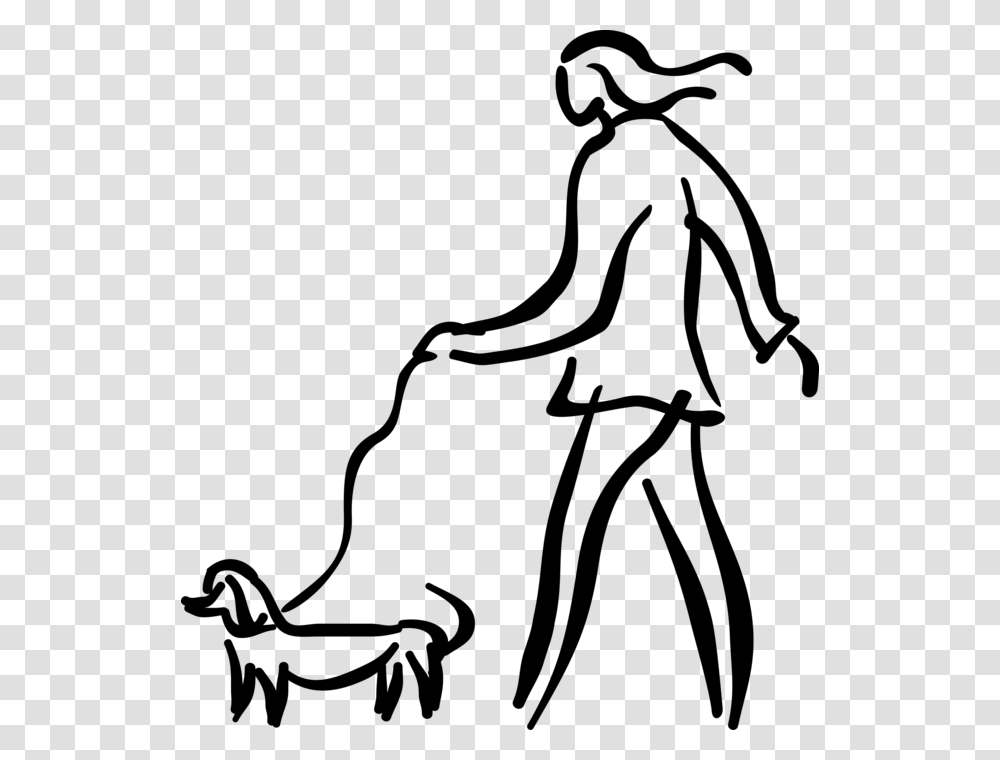 Vector Illustration Of Dog Owner Walks Family Pet Dog Life Begin At Forty, Gray, World Of Warcraft Transparent Png