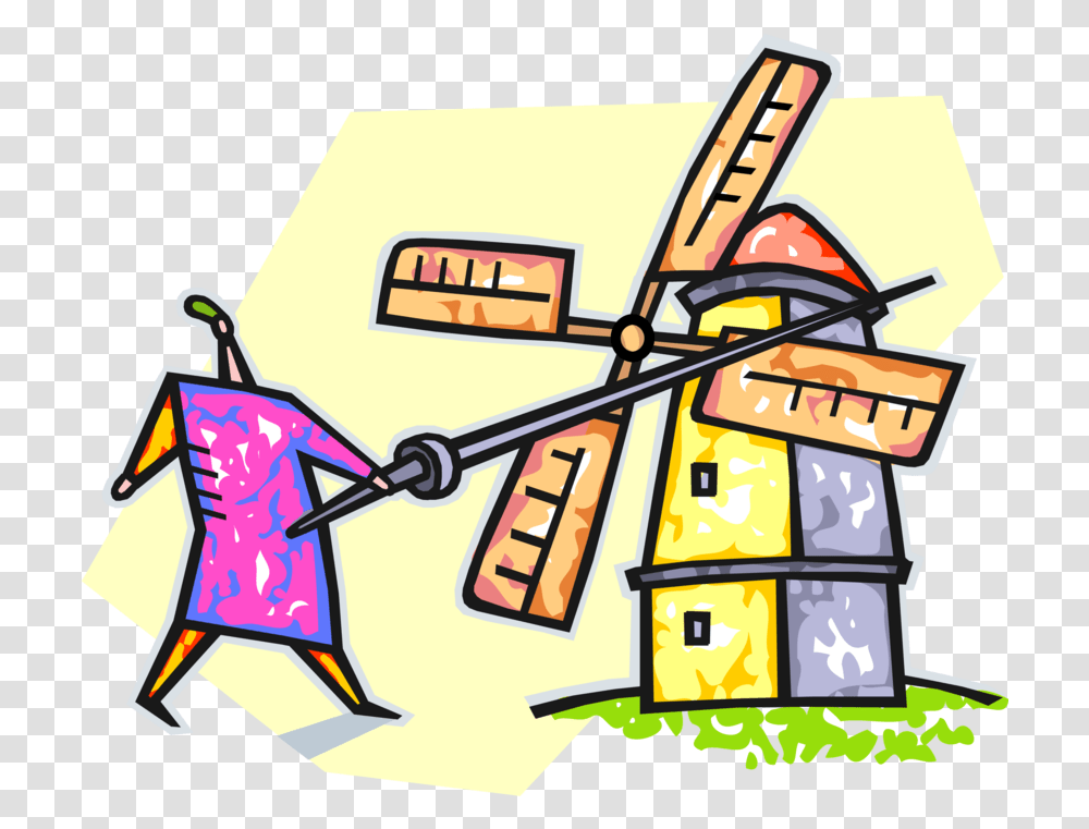 Vector Illustration Of Don Quixote De Windmill, Dynamite, Bomb, Weapon, Weaponry Transparent Png