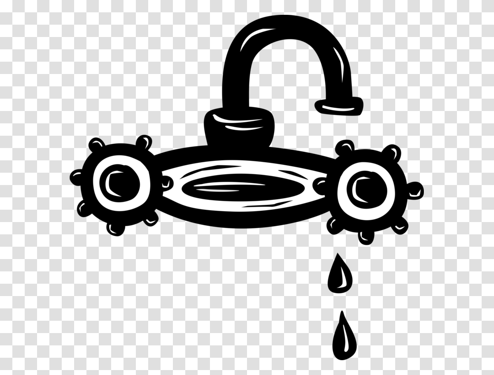 Vector Illustration Of Dripping Water Tap Sink Faucet Circle, Stencil, Floral Design Transparent Png