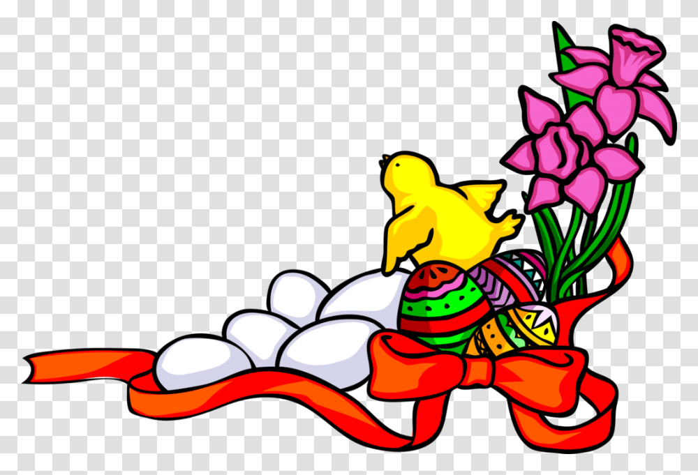 Vector Illustration Of Easter Border With Colored Eggs, Crowd, Plant Transparent Png