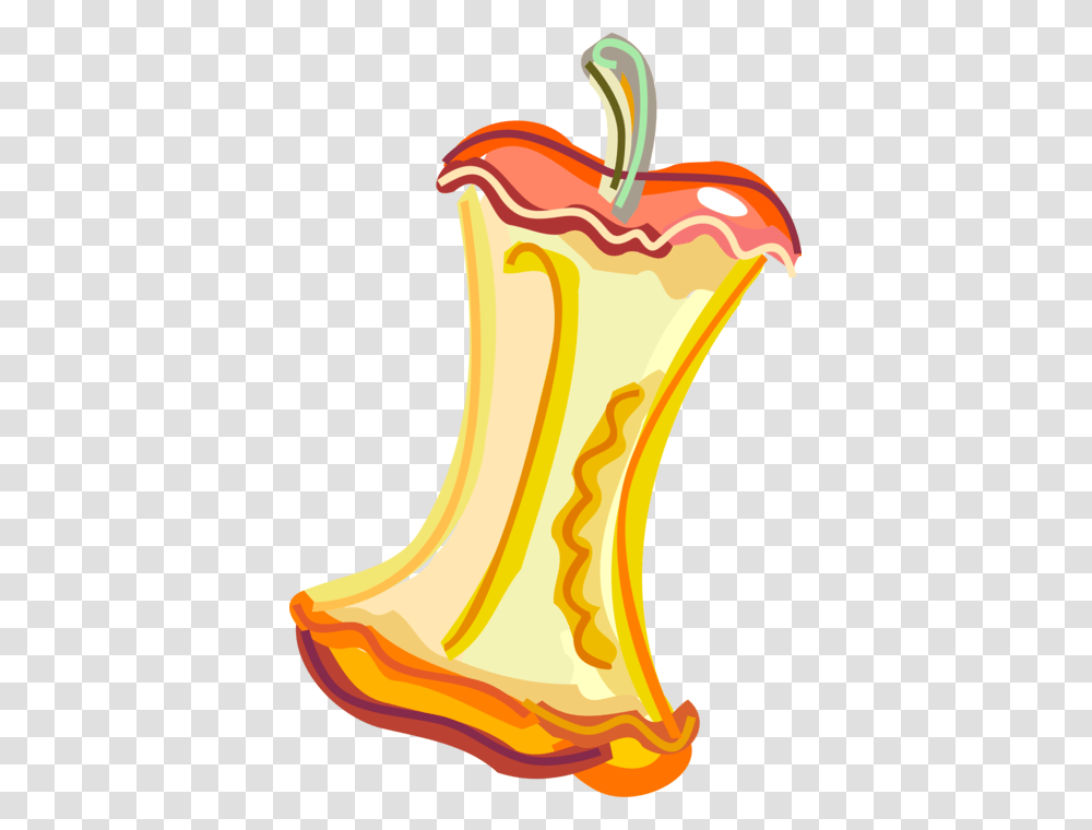 Vector Illustration Of Eaten Fruit Apple Core, Dessert, Food, Cream, Creme Transparent Png