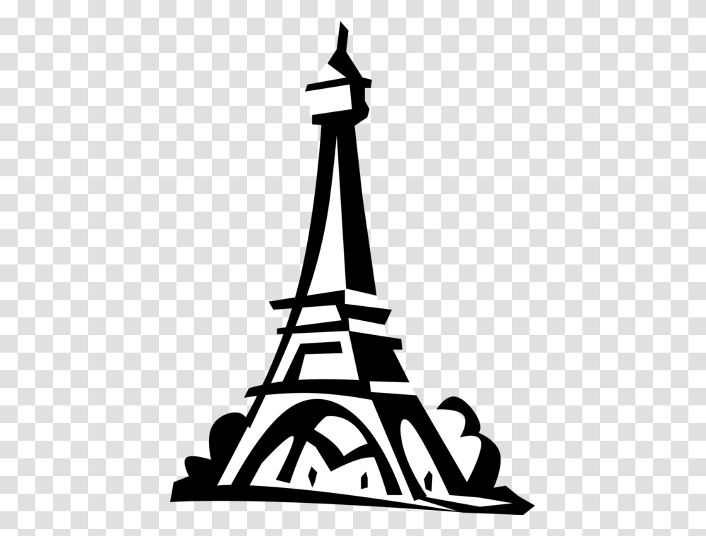 Vector Illustration Of Eiffel Tower On Champ De Mars, Stencil, Silhouette Transparent Png