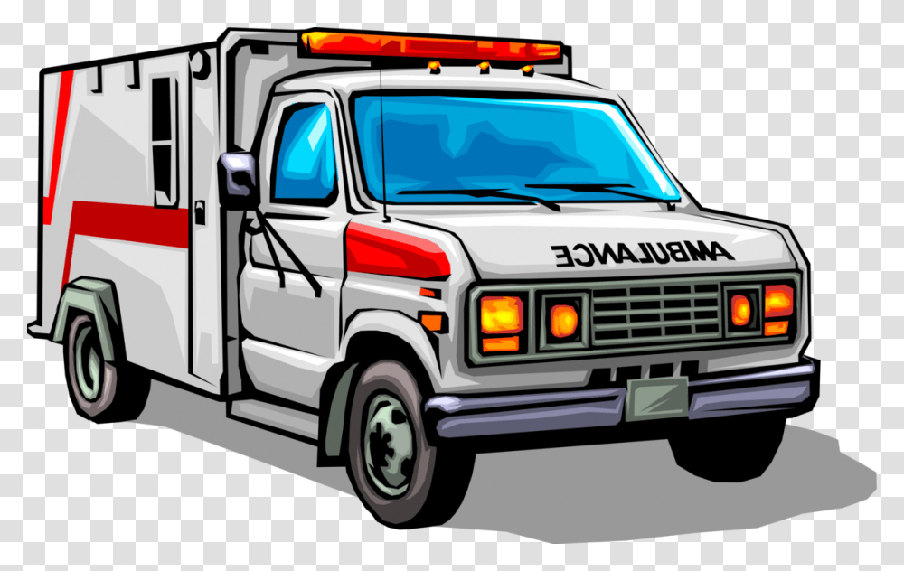 Vector Illustration Of Emergency Medical Service Paramedic Ambulance Clip Art Free, Van, Vehicle, Transportation, Truck Transparent Png