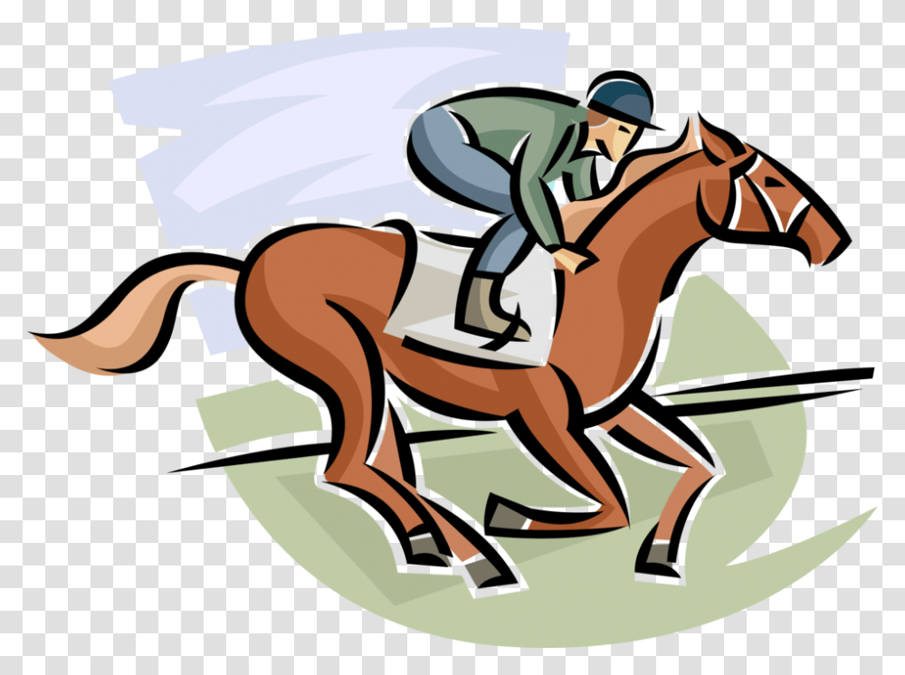 Vector Illustration Of Equestrian Horse Race With Jockey, Animal, Drawing, Doodle Transparent Png