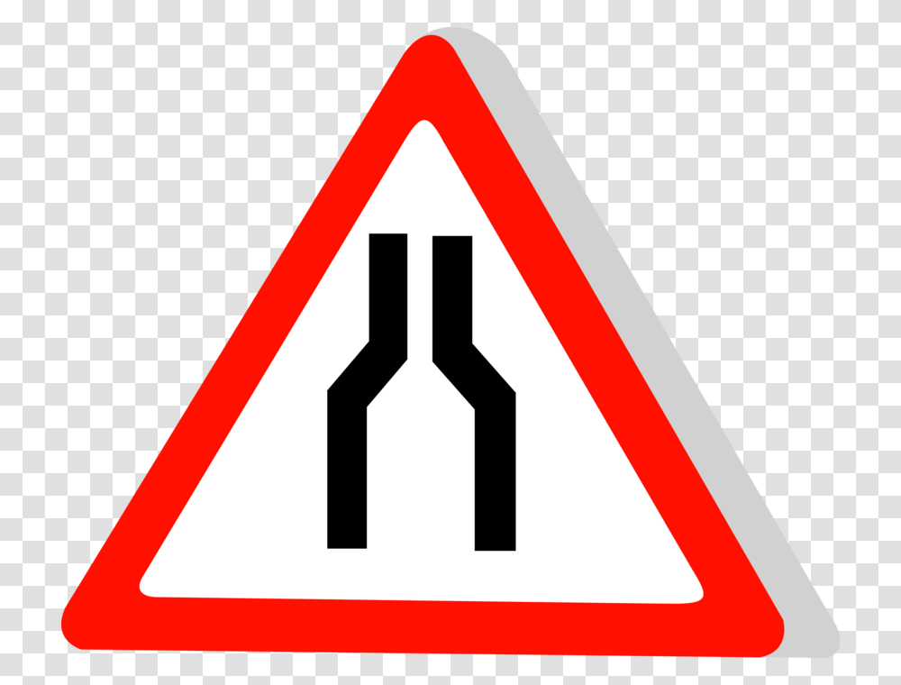 Vector Illustration Of European Union Eu Traffic Highway Panneau Rtrcissement De Voie, Road Sign, Stopsign Transparent Png