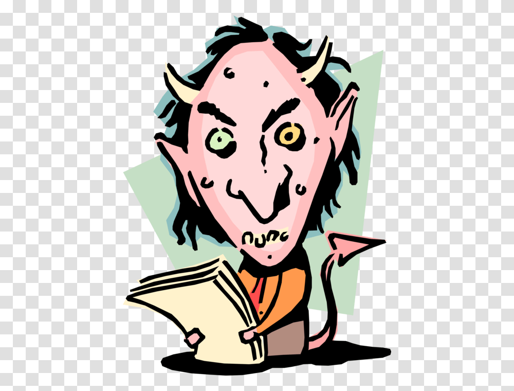 Vector Illustration Of Evil Businessman Is An Ugly Ugly Devils, Reading, Face Transparent Png