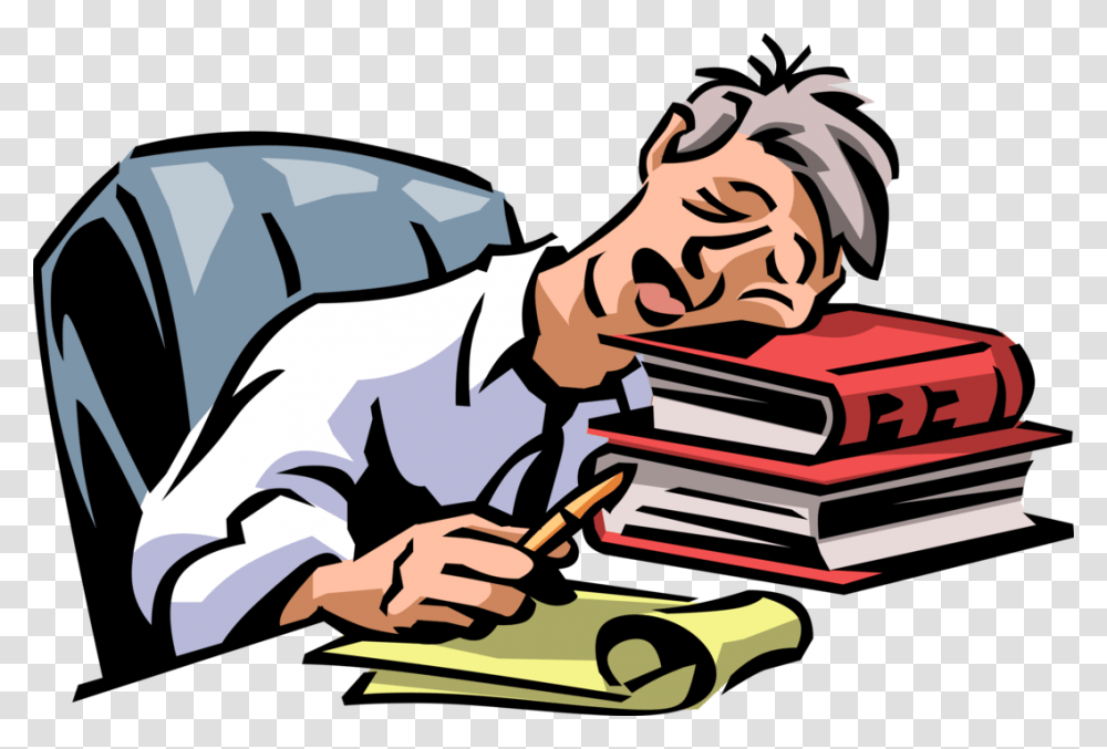Vector Illustration Of Exhausted Overworked Underappreciated Tired Office Worker Cartoon, Photography, Reading, Face Transparent Png