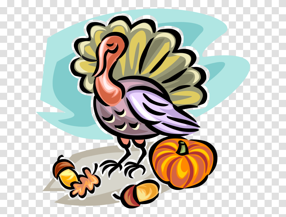 Vector Illustration Of Fall Or Autumn Harvest Pumpkin Turkey, Bird, Animal Transparent Png