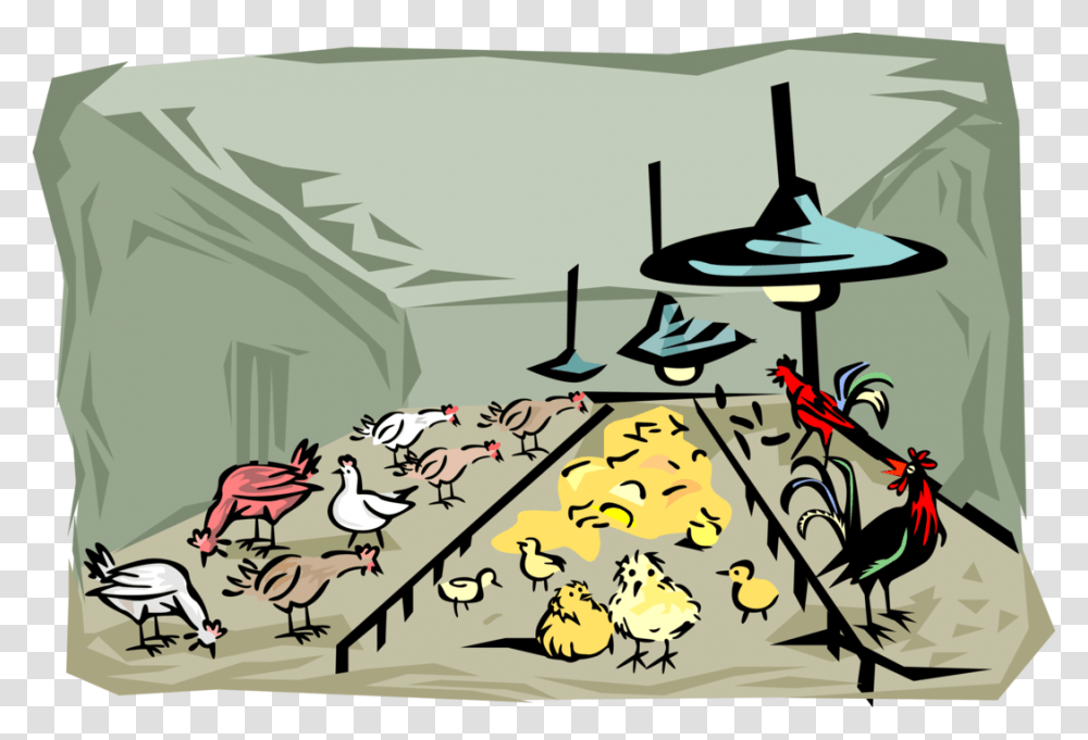 Vector Illustration Of Farm Scene With Domesticated Illustration, Bird, Animal, Drawing Transparent Png