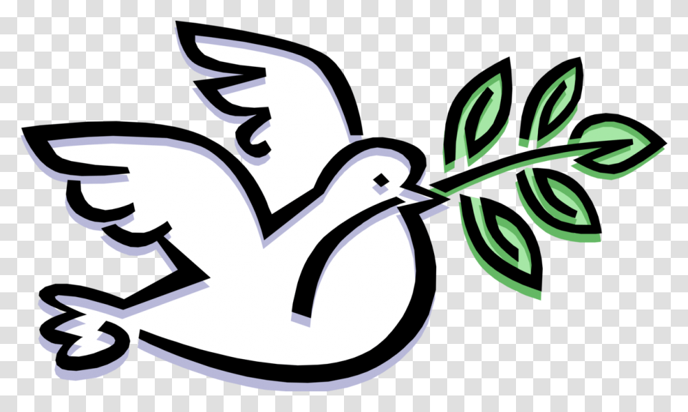 Vector Illustration Of Feathered Bird Peace Dove Carries Friends Or Quakers, Plant, Logo Transparent Png