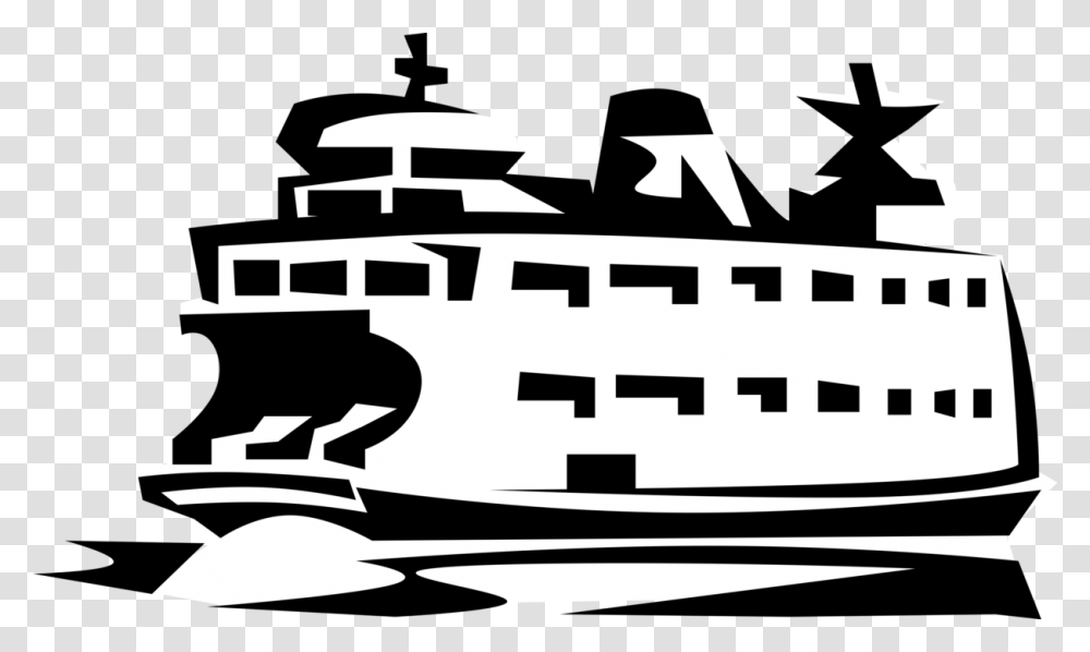 Vector Illustration Of Ferry Or Ferryboat Watercraft Ferry Boat Clip Art, Stencil, Vehicle, Transportation Transparent Png