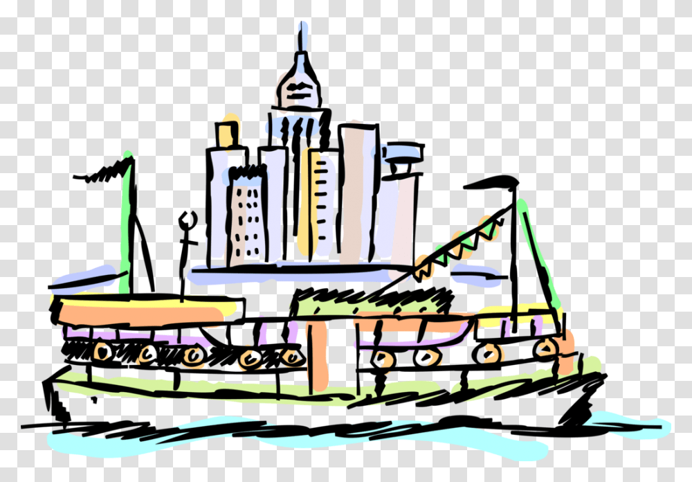 Vector Illustration Of Ferry Or Ferryboat Watercraft Ferry Boat Clipart, Spaceship, Aircraft, Vehicle, Transportation Transparent Png