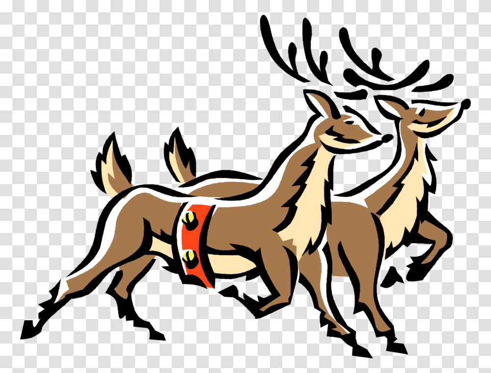 Vector Illustration Of Festive Season Christmas Reindeer Reindeer, Wildlife, Mammal, Animal, Horse Transparent Png