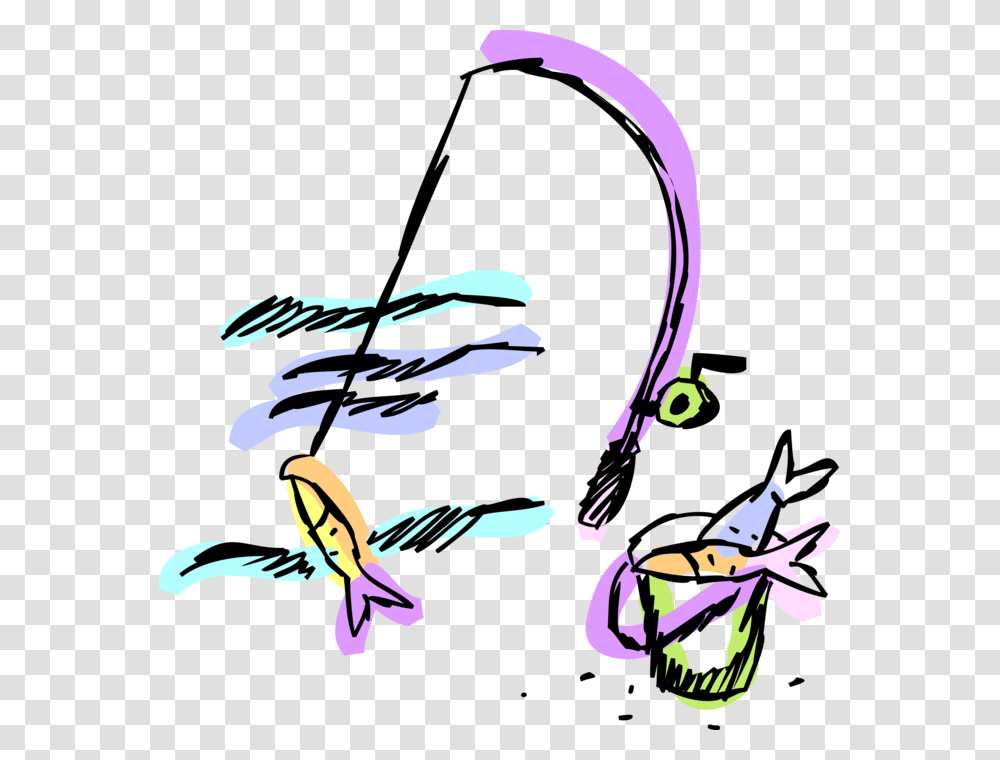Vector Illustration Of Fishing Rod On Seashore Beach, Bird, Animal Transparent Png
