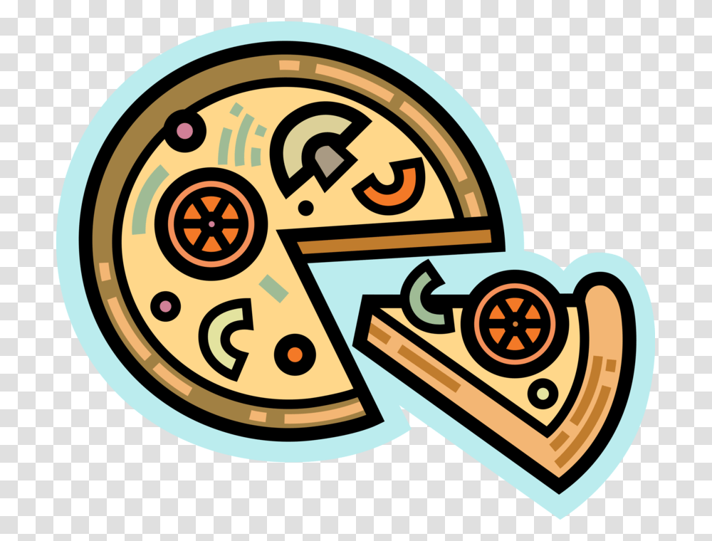 Vector Illustration Of Flatbread Pizza Topped With Circle, Logo, Trademark Transparent Png