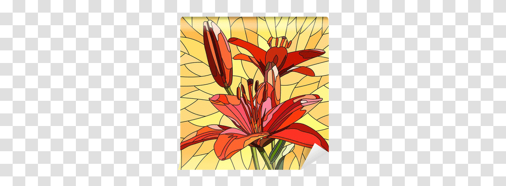 Vector Illustration Of Flower Red Lilies Wall Mural • Pixers We Live To Change Fleur Mosaique, Plant, Blossom, Art, Lily Transparent Png