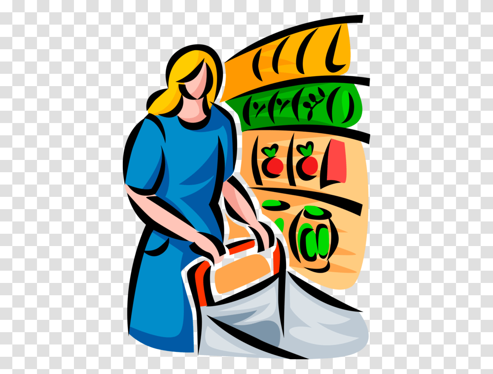 Vector Illustration Of Food Shopper With Shopping Cart Shopping Supermarket Clipart, Outdoors, Game, Poster Transparent Png
