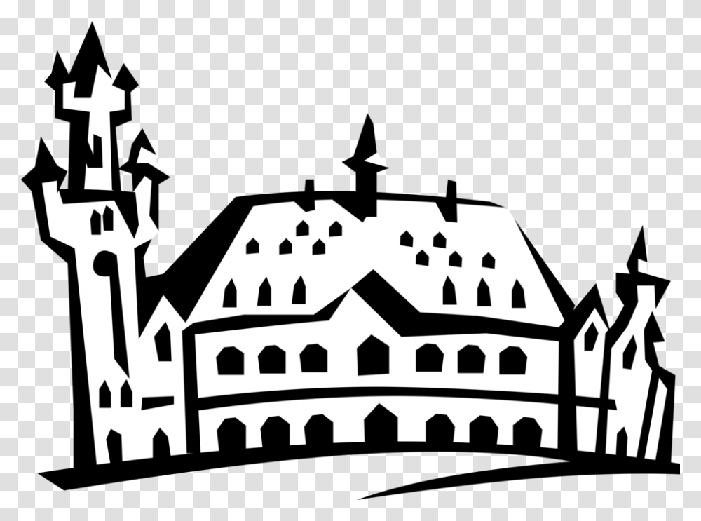 Vector Illustration Of Fortified European Castle Structure, Dome, Architecture, Building, Mosque Transparent Png