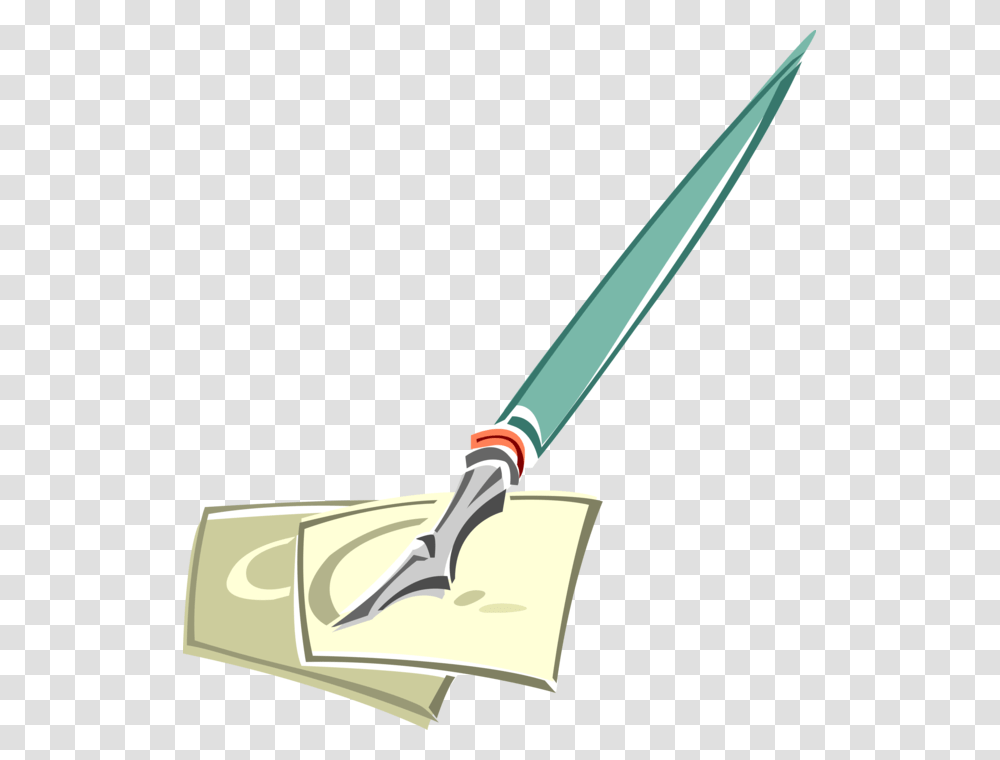 Vector Illustration Of Fountain Pen Writing Instrument Cold Weapon, Trowel, Shovel, Tool Transparent Png