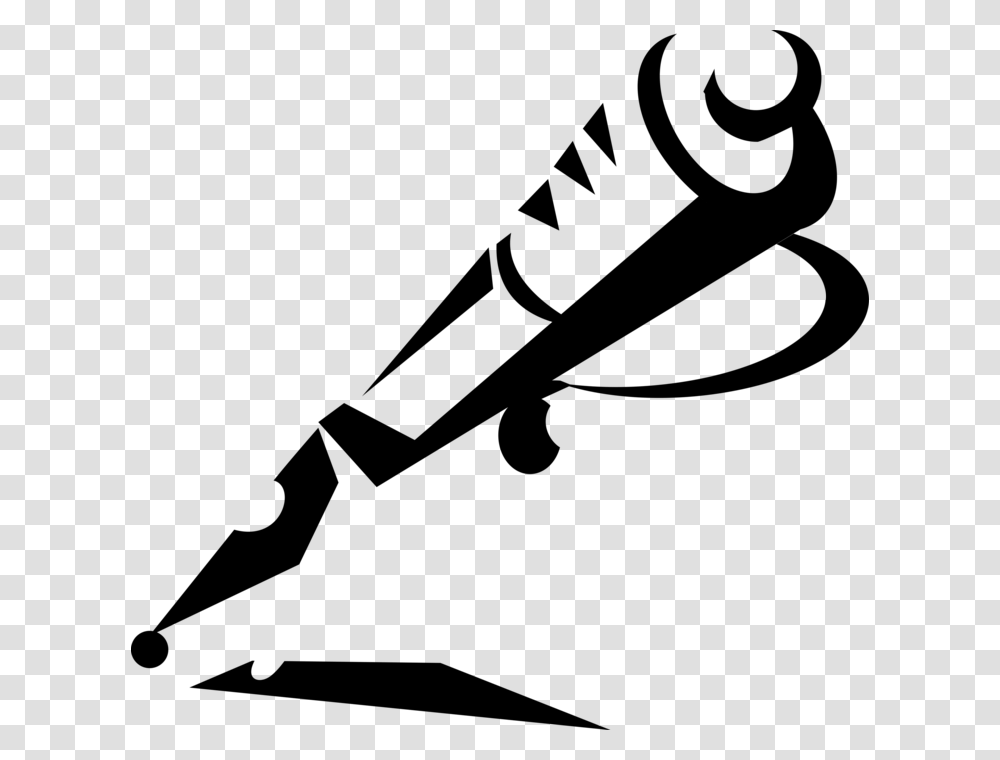 Vector Illustration Of Fountain Pen Writing Instrument, Gray, World Of Warcraft Transparent Png