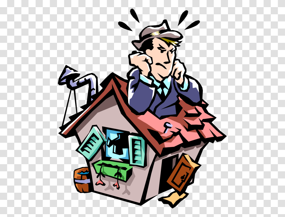 Vector Illustration Of Frustrated Homeowner Can't Keep, Poster, Advertisement, Crowd Transparent Png