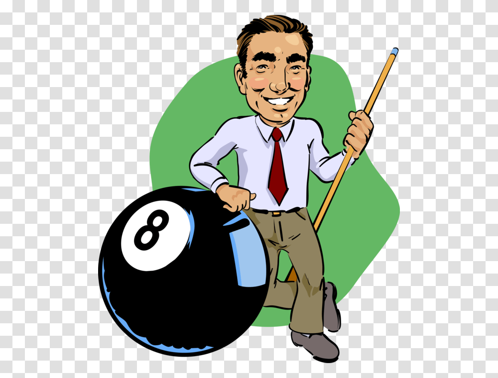 Vector Illustration Of Game Of Pocket Billiards Pool, Person, Tie, Sport, People Transparent Png