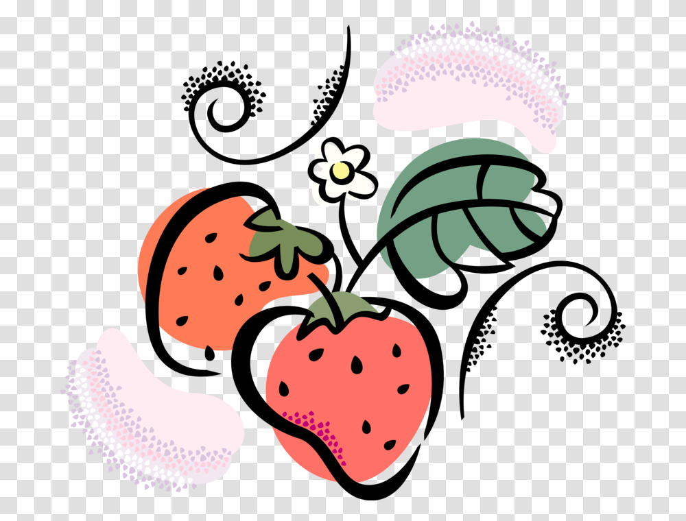 Vector Illustration Of Garden Strawberry Edible Fruit, Plant, Food Transparent Png