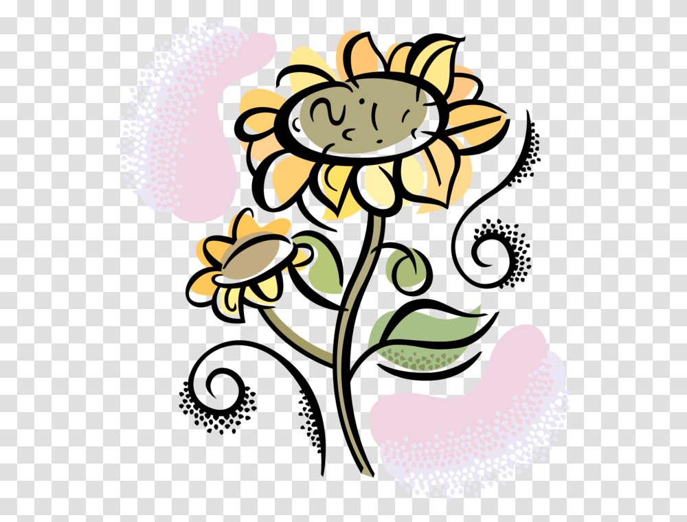 Vector Illustration Of Garden Sunflowers Growing In, Floral Design, Pattern Transparent Png