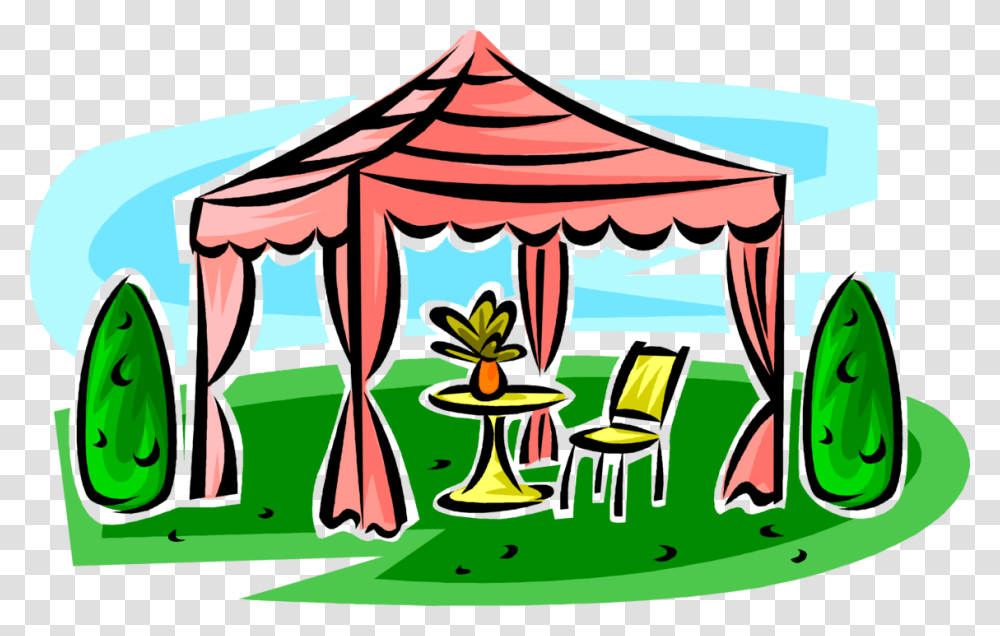 Vector Illustration Of Gazebo Tent Pavilion Structure Canopies Clipart, Canopy, Furniture, Carousel, Amusement Park Transparent Png