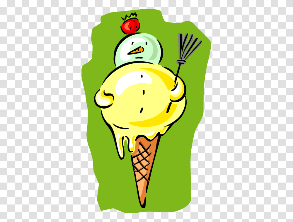 Vector Illustration Of Gelato Ice Cream Cone Snowman Ice Cream Cone, Dessert, Food, Creme Transparent Png