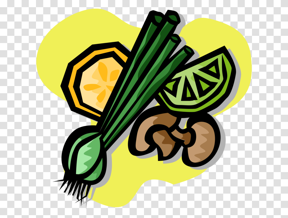 Vector Illustration Of Green Onion Vegetables With, Plant, Food, Produce, Dynamite Transparent Png