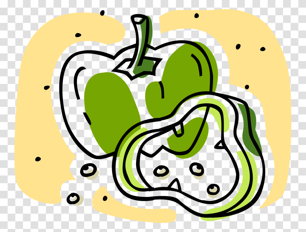Vector Illustration Of Green Pepper Capsicum Bell Pepper, Food Transparent Png