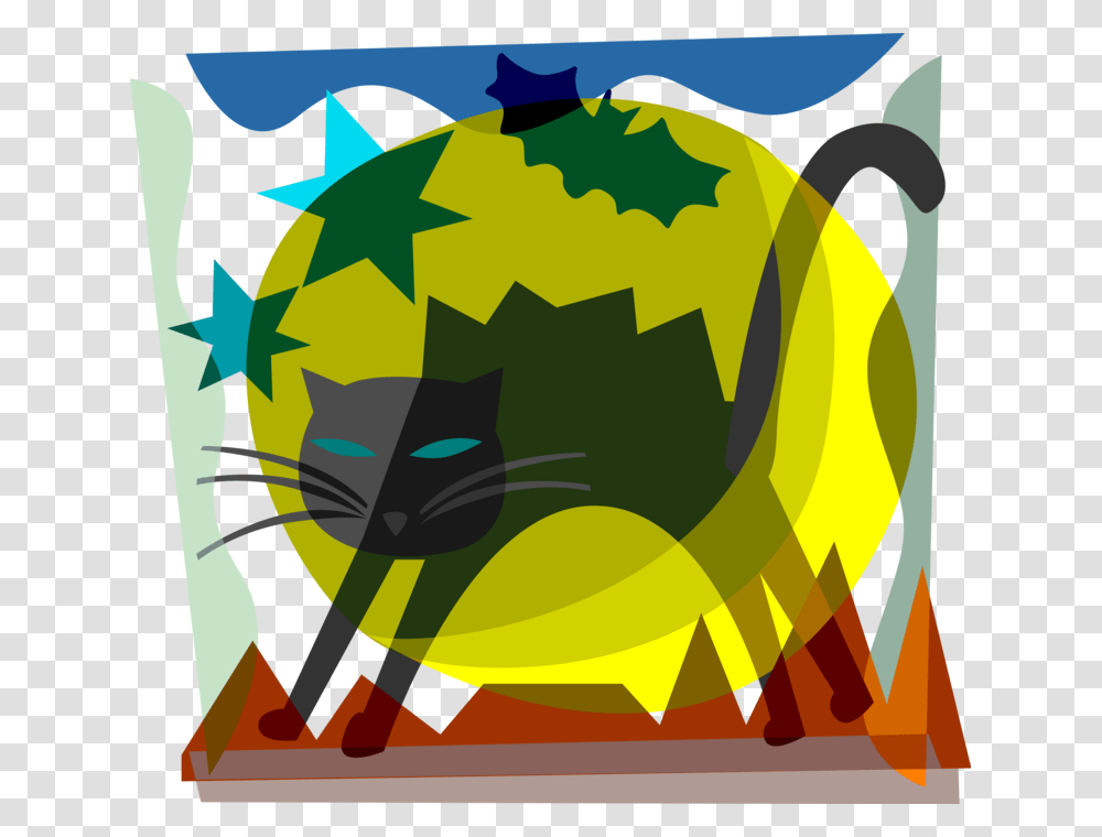 Vector Illustration Of Halloween Black Cat Associated, Road Transparent Png