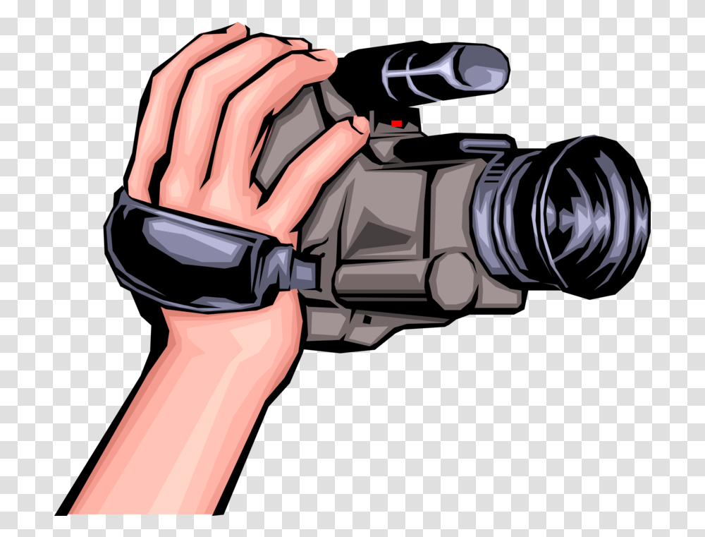 Vector Illustration Of Hand Holding Hands Holding Video Camera, Photographer, Photography, Helmet, Clothing Transparent Png