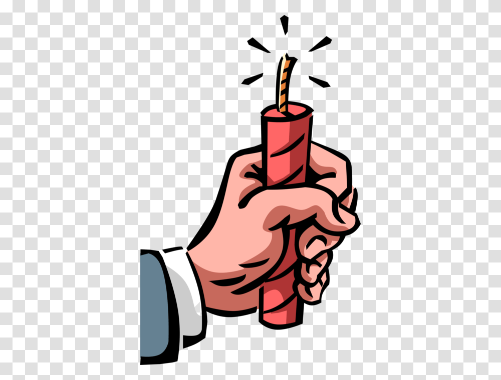 Vector Illustration Of Hand Holds Dynamite With Lit, Weapon, Weaponry, Bomb Transparent Png